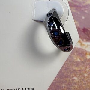 Silver and Blue Hoop Earring